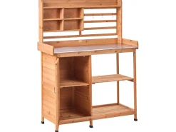 New Beliani Banco da giardinaggio MELDOLA Legno di abete 113 cm 48 cm chiaro Marrone