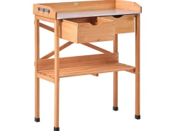 New Beliani Banco da giardinaggio RAVANUSA Legno di abete 77 cm 37 cm chiaro Marrone