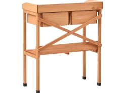 New Beliani Banco da giardinaggio RAVANUSA Legno di abete 77 cm 37 cm chiaro Marrone