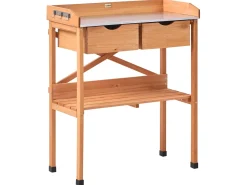 New Beliani Banco da giardinaggio RAVANUSA Legno di abete 77 cm 37 cm chiaro Marrone