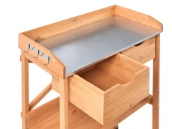 New Beliani Banco da giardinaggio RAVANUSA Legno di abete 77 cm 37 cm chiaro Marrone