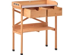 New Beliani Banco da giardinaggio RAVANUSA Legno di abete 77 cm 37 cm chiaro Marrone