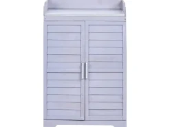 Sale Beliani Banco da giardinaggio TEREVILLE Legno di abete 67 cm 45 cm Grigio Bianco Grigio