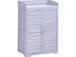 Sale Beliani Banco da giardinaggio TEREVILLE Legno di abete 67 cm 45 cm Grigio Bianco Grigio