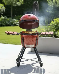 Outlet Beliani KAMADO Ceramica Rosso Rosso Marrone Nero