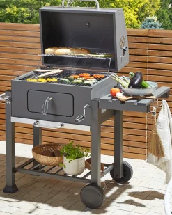 Beliani Barbecue a carbonella PAVLOF Metallo Nero Grigio