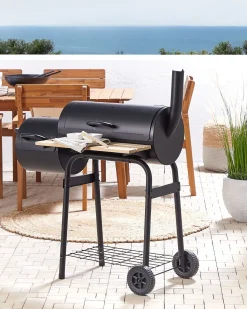 Clearance Beliani Barbecue a carbonella SATAH con affumicatore Metallo Nero