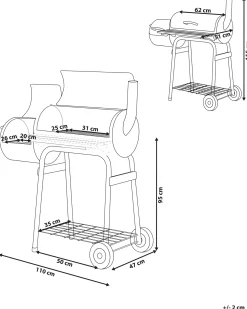 Clearance Beliani Barbecue a carbonella SATAH con affumicatore Metallo Nero