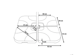Best Beliani Base per ombrellone CARIA Tortora Quadrata 9 kg Marrone