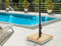 New Beliani Base per ombrellone CECCANO Marrone Quadrata 21 kg Marrone Grigio Nero