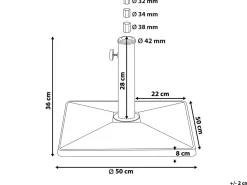 Outlet Beliani Base per ombrellone CERVO Quadrata 25 kg Nero