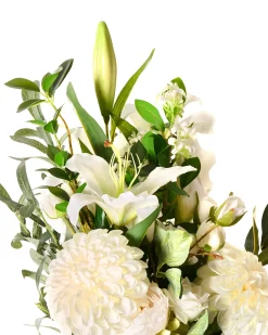 Clearance Beliani Bouquet di fiori artificiali PARREIRA 67 cm Bianco Bianco Verde