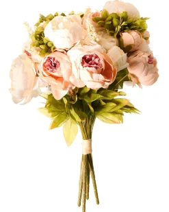 Outlet Beliani Bouquet di fiori artificiali RAPOSA 45 cm Rosa pastello Rosa Verde