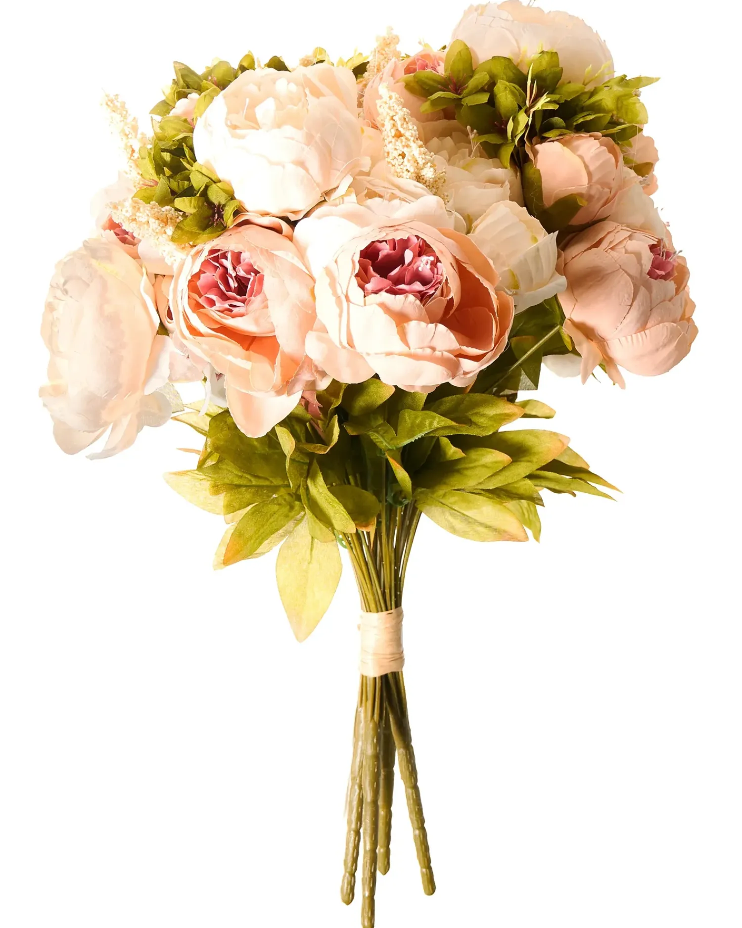 Outlet Beliani Bouquet di fiori artificiali RAPOSA 45 cm Rosa pastello Rosa Verde
