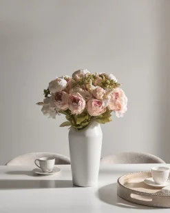 Outlet Beliani Bouquet di fiori artificiali RAPOSA 45 cm Rosa pastello Rosa Verde