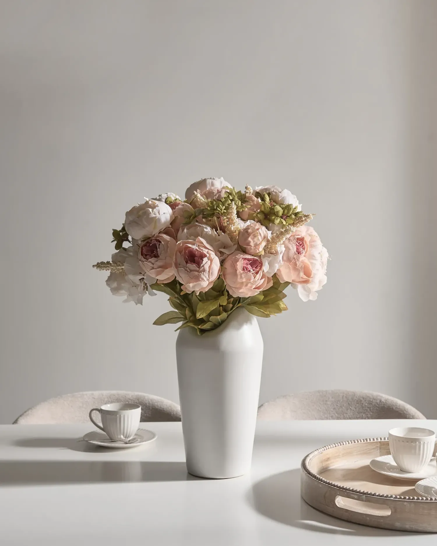 Outlet Beliani Bouquet di fiori artificiali RAPOSA 45 cm Rosa pastello Rosa Verde
