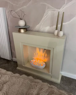Hot Beliani Camino elettrico SAHARA Beige Beige Bianco