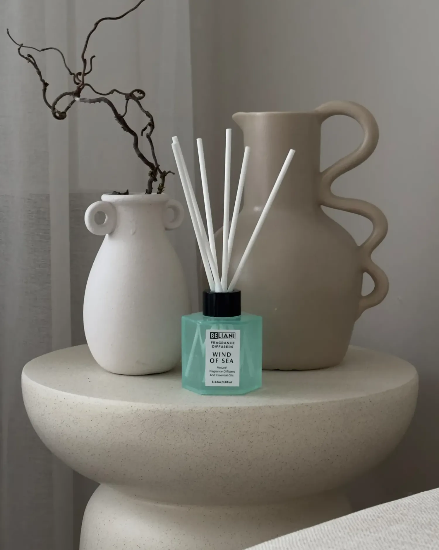 Clearance Beliani Candela Profumata con Diffusore di Fragranze CLASSY TINT Cera di Soia Note fresche Blu