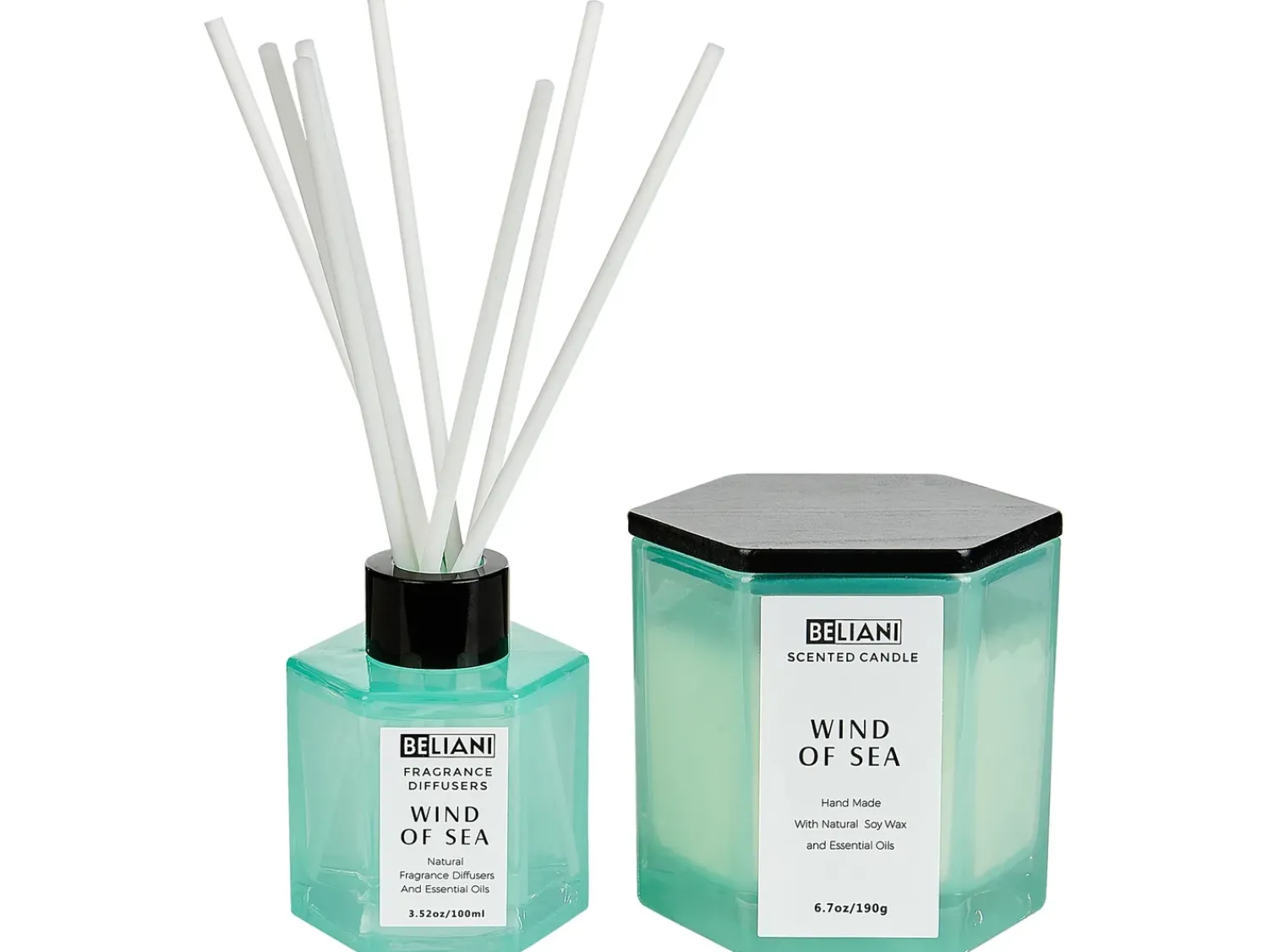 Clearance Beliani Candela Profumata con Diffusore di Fragranze CLASSY TINT Cera di Soia Note fresche Blu
