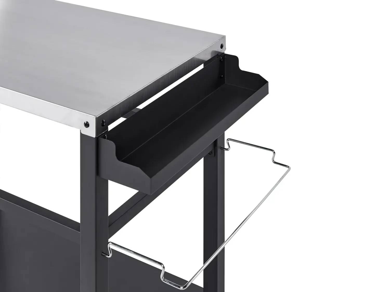 New Beliani Carrello portavivande da giardino SPIAZZI Metallo Nero Argento Nero
