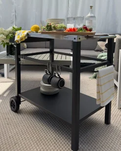New Beliani Carrello portavivande da giardino SPIAZZI Metallo Nero Argento Nero
