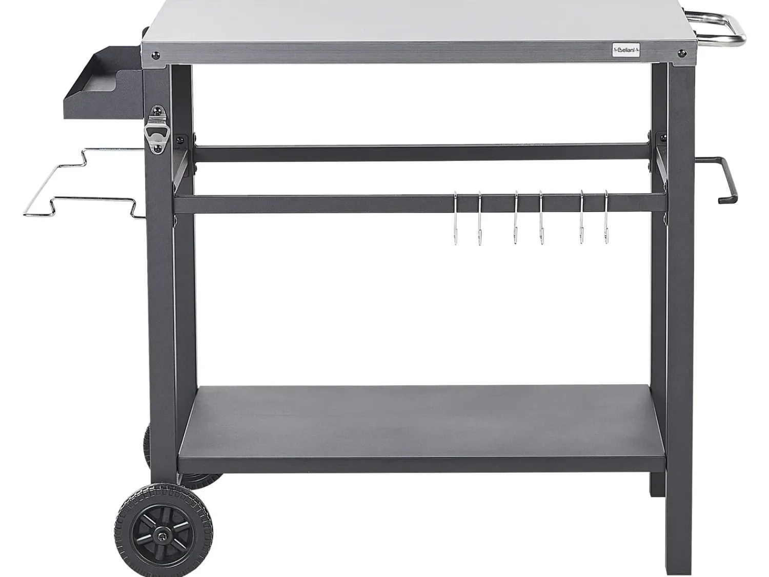 New Beliani Carrello portavivande da giardino SPIAZZI Metallo Nero Argento Nero