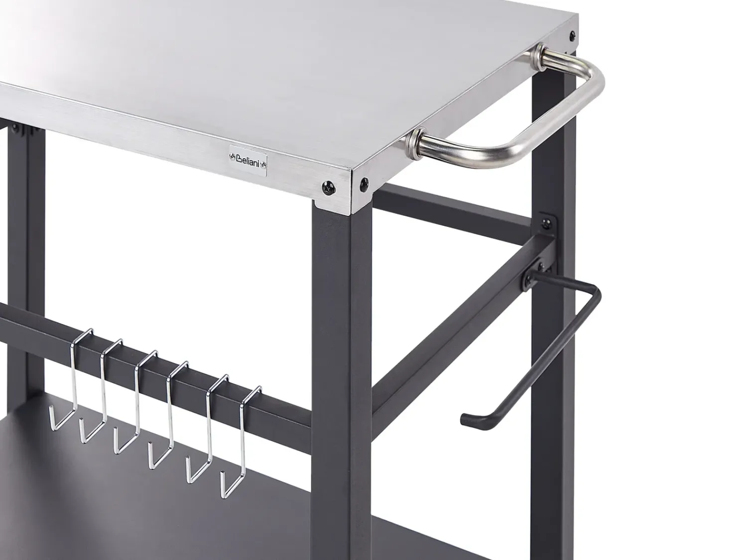 New Beliani Carrello portavivande da giardino SPIAZZI Metallo Nero Argento Nero