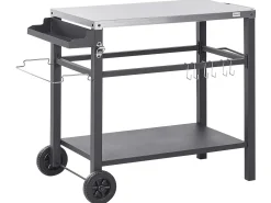 New Beliani Carrello portavivande da giardino SPIAZZI Metallo Nero Argento Nero