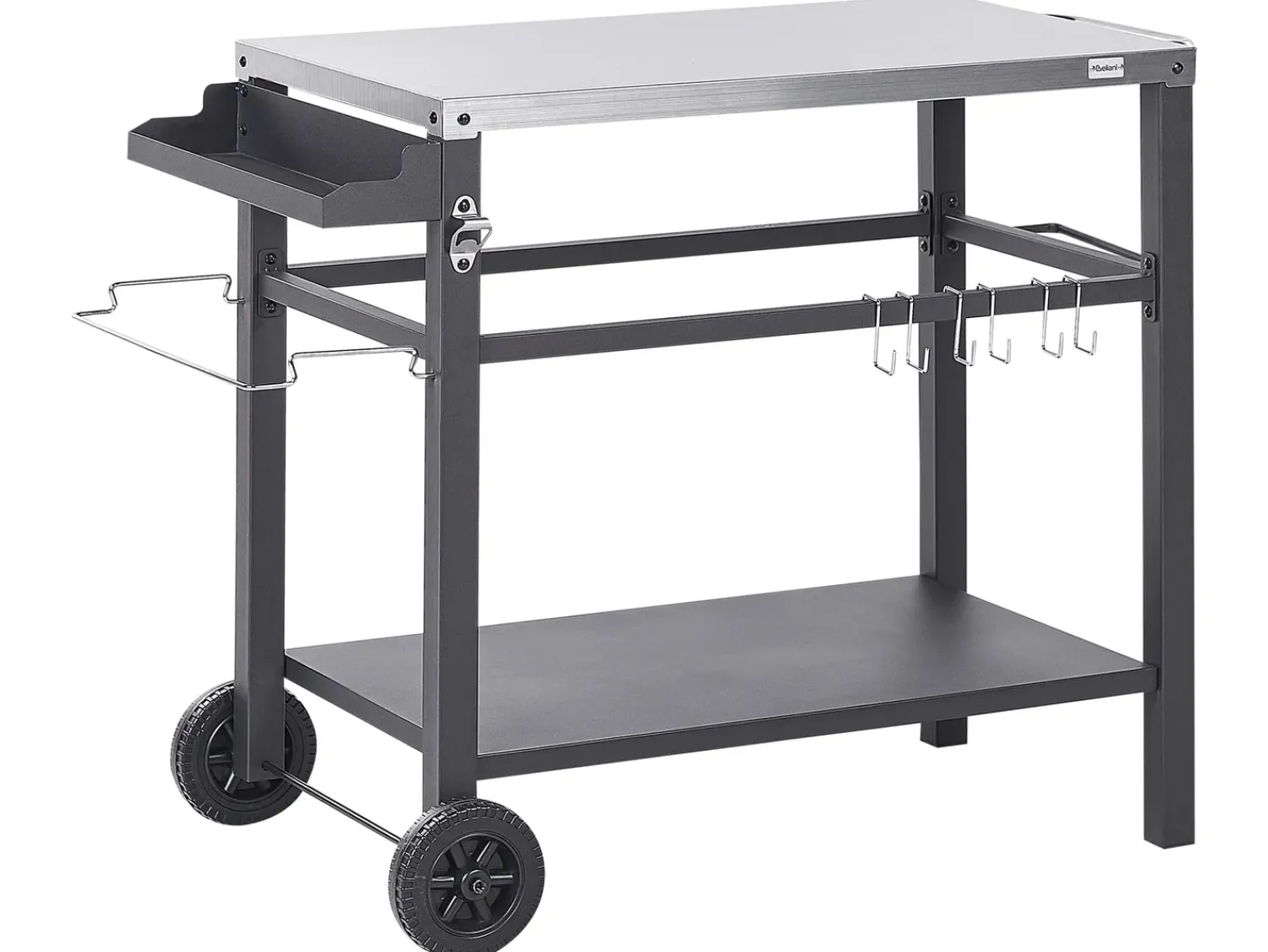 New Beliani Carrello portavivande da giardino SPIAZZI Metallo Nero Argento Nero