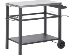 New Beliani Carrello portavivande da giardino SPIAZZI Metallo Nero Argento Nero