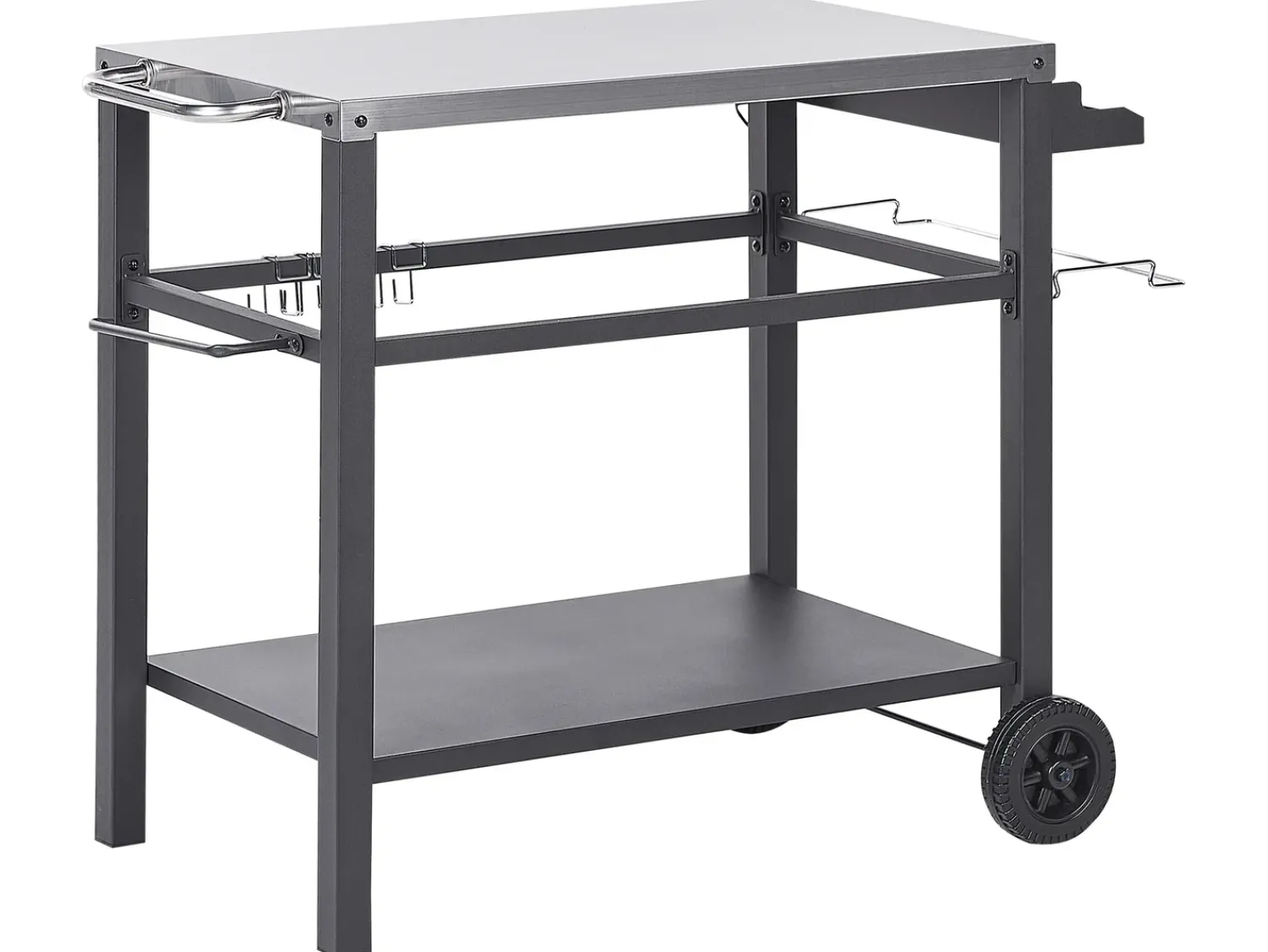 New Beliani Carrello portavivande da giardino SPIAZZI Metallo Nero Argento Nero