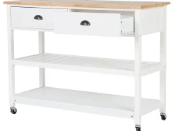 Sale Beliani Carrello portavivande NAVARINO Legno Bianco Bianco Marrone