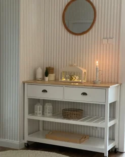 Sale Beliani Carrello portavivande NAVARINO Legno Bianco Bianco Marrone