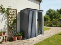 Outlet Beliani Casetta da giardino AISONE 150 cm 89 cm Grigio grafite Bianco Grigio
