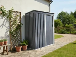 Outlet Beliani Casetta da giardino AISONE 150 cm 89 cm Grigio grafite Bianco Grigio