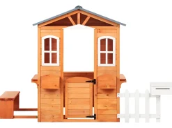 Outlet Beliani Casetta da giardino AMPELIKO Legno di abete Marrone Bianco Grigio Marrone