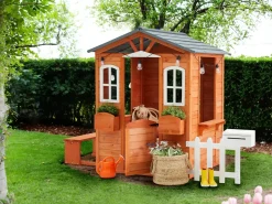 Outlet Beliani Casetta da giardino AMPELIKO Legno di abete Marrone Bianco Grigio Marrone