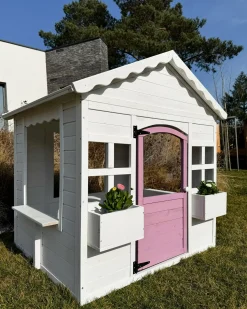Best Beliani Casetta da giardino NIKAIA Legno di abete Bianco Bianco Rosa