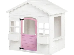 Best Beliani Casetta da giardino NIKAIA Legno di abete Bianco Bianco Rosa
