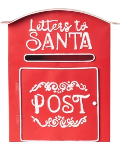 New Beliani Cassetta postale di Natale ESPOO 30 cm Rosso Bianco Rosso