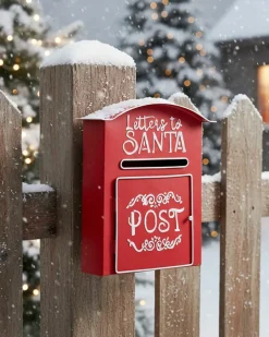 New Beliani Cassetta postale di Natale ESPOO 30 cm Rosso Bianco Rosso