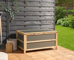 Beliani Cesta ACATE 121 cm 72 cm Grigio Marrone Grigio