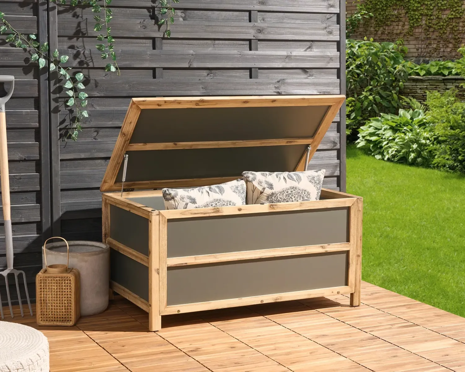 Beliani Cesta ACATE 121 cm 72 cm Grigio Marrone Grigio