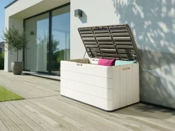 Outlet Beliani Cesta MILIES 116 cm 60 cm Bianco Bianco Grigio
