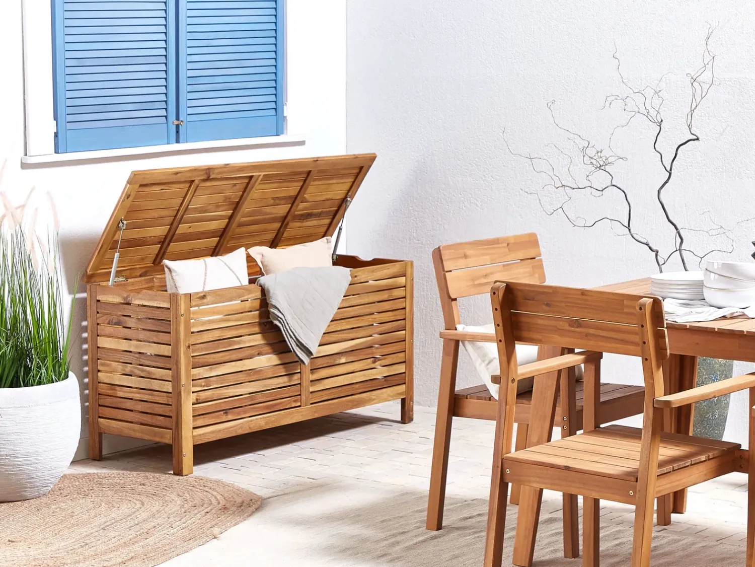 Outlet Beliani Cesta RIVIERA 130 cm 48 cm chiaro Marrone