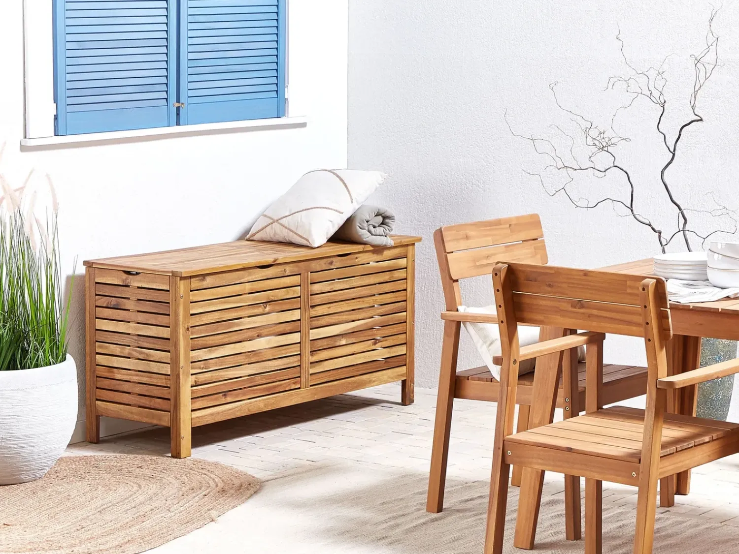 Outlet Beliani Cesta RIVIERA 130 cm 48 cm chiaro Marrone