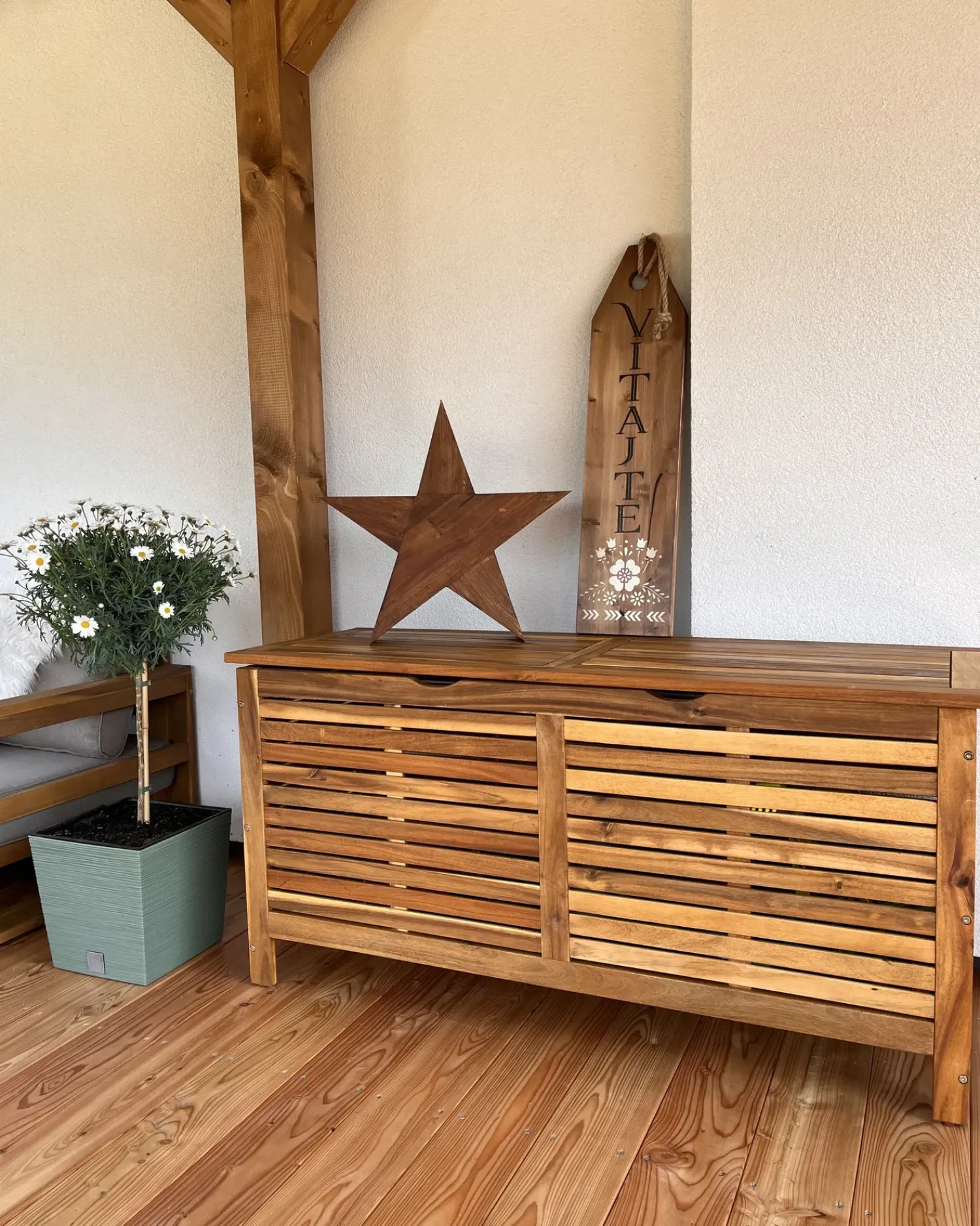 Outlet Beliani Cesta RIVIERA 130 cm 48 cm chiaro Marrone