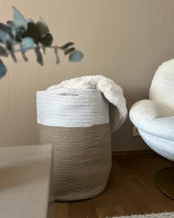 Sale Beliani Cestino ARDESEN Cotone Naturale Beige Bianco Naturale
