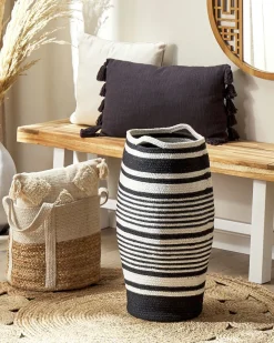 Sale Beliani Cestino ARRAH Cotone Nero/Bianco Bianco Nero