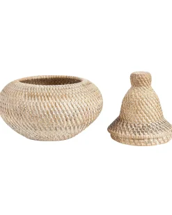 Outlet Beliani Cestino BILA Rattan Naturale Bianco Naturale
